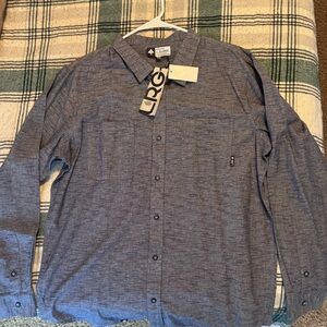 LRG Men's Casual Gray Button Down Shirt